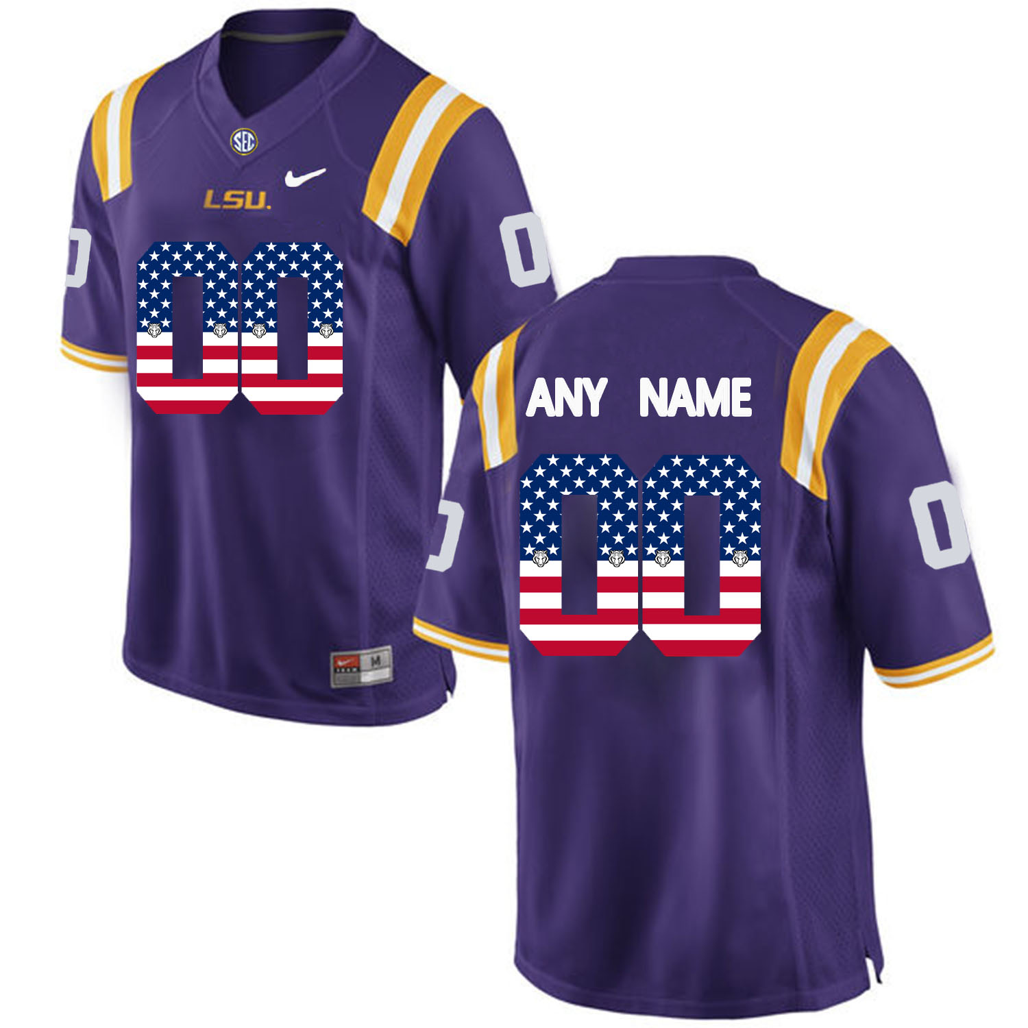 US Flag Fashion   Men LSU Tigers Customized College Football Limited Jersey  Purple